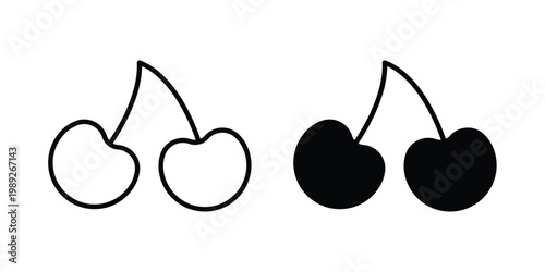 Cherry icon set, isolated on white background flat vectors