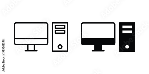 Computer icon set, isolated on white background flat vectors