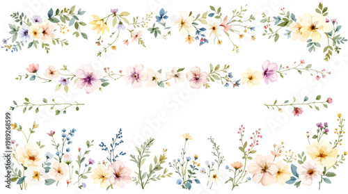 Neutral toned flower illustration arranged in a circular layout perfect for calm and sophisticated designs.