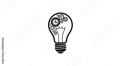 Tablou pe pânză Lightbulb with gears inside, symbolizing innovation, ideas, and mechanical thinking
