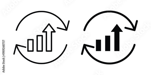 Continuous improvement icon set, isolated on white background flat vectors
