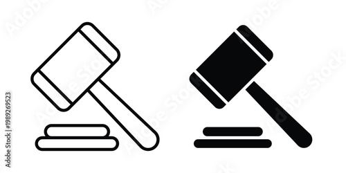 Court decision icon set, isolated on white background flat vectors