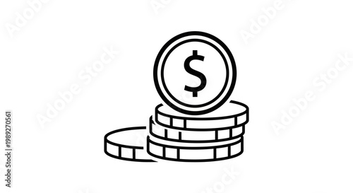 Stack of Coins with Dollar Sign Icon