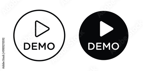 Demo video icon set, isolated on white background flat vectors