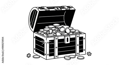 Treasure Chest Overflowing with Gold Coins and Gems