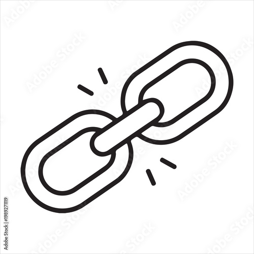 Broken chain link icon representing disconnection or weak connection