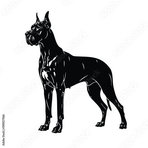 Great dane dog vector set bundle black silhouette illustration.