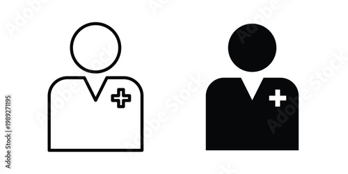 Doctor icon set, isolated on white background flat vectors