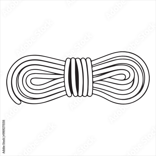 Neatly coiled rope with a central tie demonstrating preparedness and organization for outdoor activities