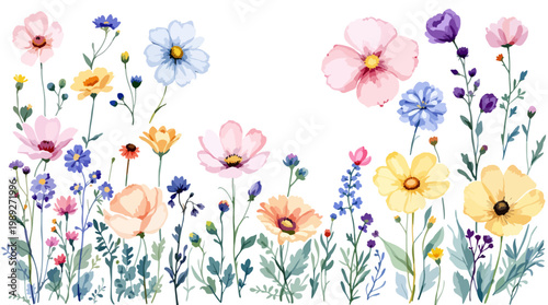 Elegant watercolor florals forming a graceful and harmonious botanical arrangement