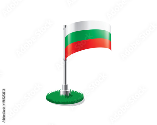Bulgarian flag on a flagpole mounted on the grass