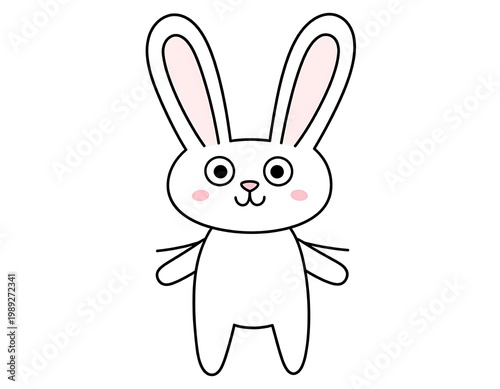 A simple cartoon bunny with long ears and rosy cheeks