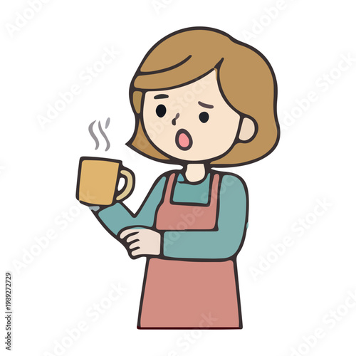 Woman Drinking Hot Coffee Illustration