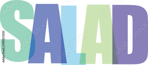 Colorful overlapping letters spell the word salad in a modern graphic design concept