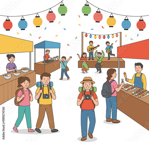Cultural festival tourism experience Illustration