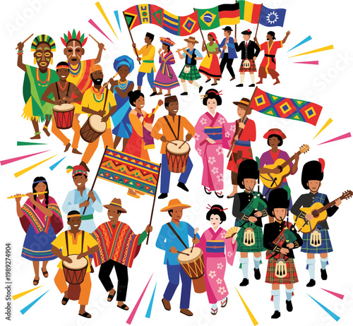Cultural festival tourism experience Illustration
