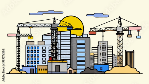construction site with cranes