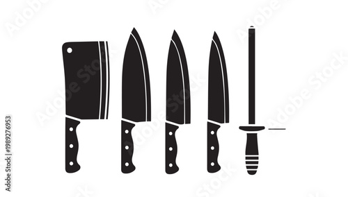 set of kitchen knives