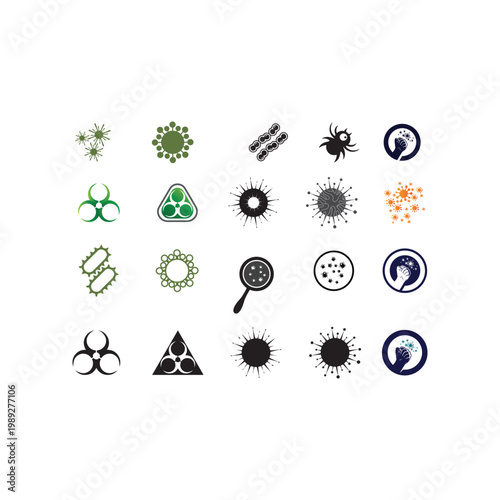 virus,coronavirus, Bacteria, Germs and Microbe isolated on white background. Vector Icon Illustration