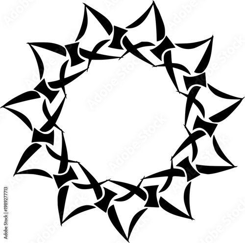 abstract tribal sun mandala black circular ornament geometric star vector icon