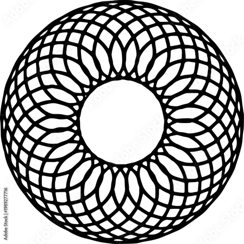 abstract circular geometric mandala pattern black and white spirograph vector