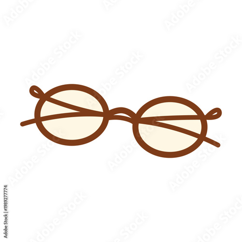 Glasses. Round reading glasses in hand‑drawn doodle style, warm tones. Perfect for reading, study, library, stationery, and cozy creative themes.