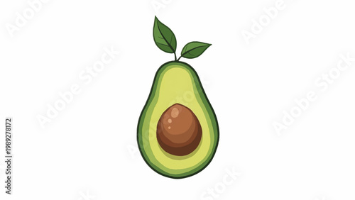 Avocado icon, halved green fruit, healthy food symbol, vector illustration
