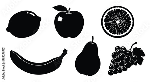 A collection of black floral and ornamental elements including lotus flowers a tea set and decorative objects presented as a silhouette high quality