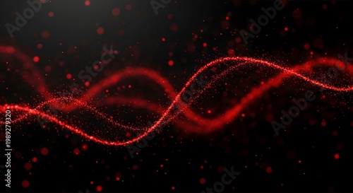 Red glowing wave on black background.