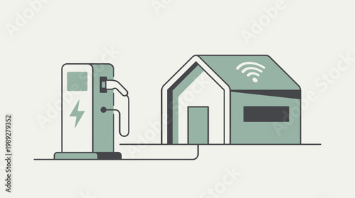 Electric Car Charging at Home: A modern illustration depicts the seamless integration of electric vehicle charging with home energy solutions, symbolizing the future of sustainable transportation.