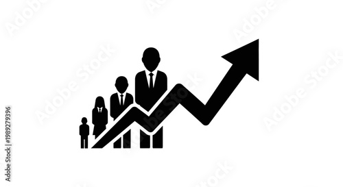 Business people climbing growth chart graph.