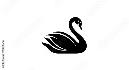Black swan silhouette logo design.