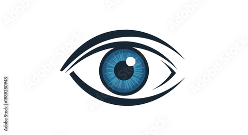a blue eye with a white background.