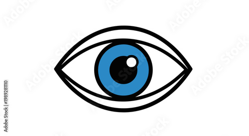 A stylized illustration of a blue eye.