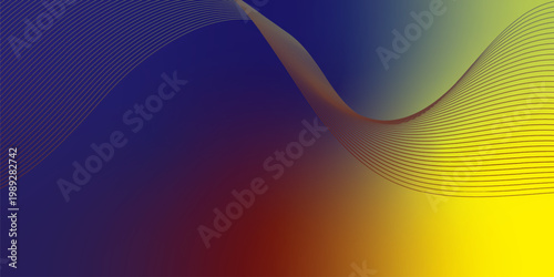 Maroon, navy blue, and yellow abstract background featuring luminous flowing lines and layered wave patterns forming a sleek digital texture with vibrant modern energy.