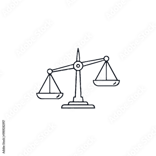 A simple line drawing of balanced scales.