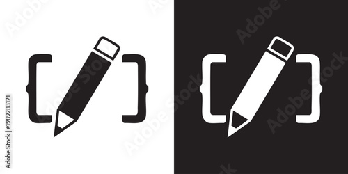 Flat Styled Pencil Icon with Abstract Shapes and White Eraser for Creative and Digital Use