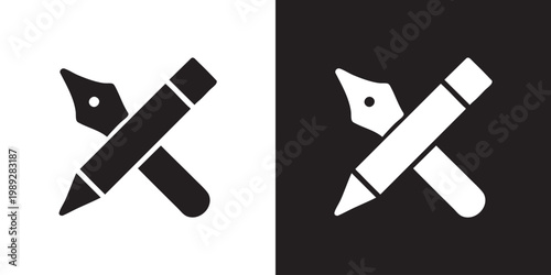 Pen and Pencil Tip Icons with Eraser for Editing, Writing, and Creative Design