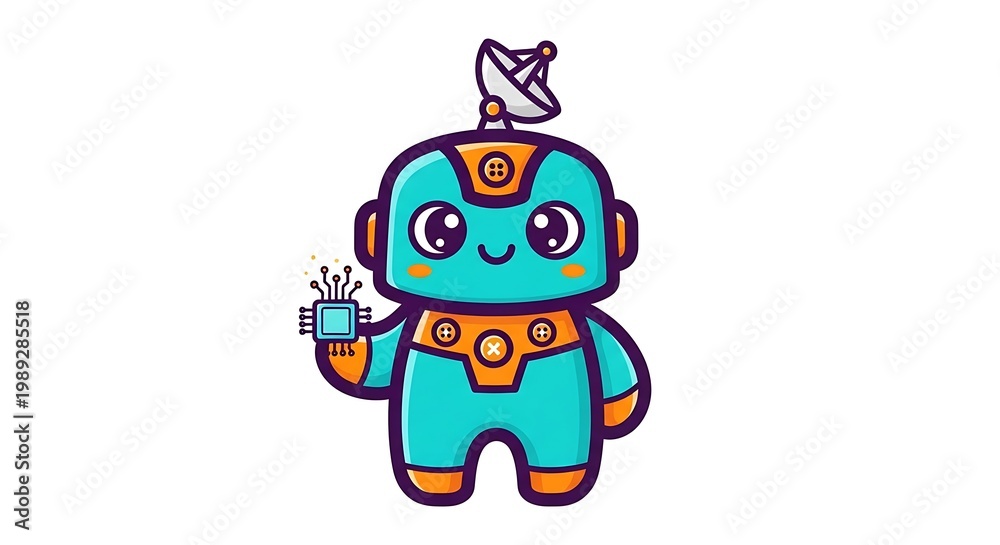 Obraz premium A funny cartoon robot clown figurine designed as a 3d vector illustration toy for a child gift isolated on a red background