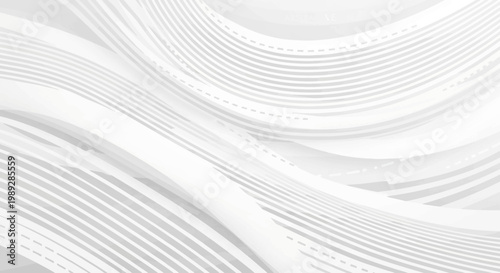 Abstract White Background with Flowing Curved Lines and Soft Shadows