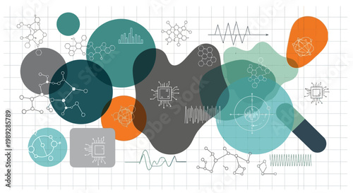 Abstract Technology and Science Background with Geometric Shapes and Circuit Patterns