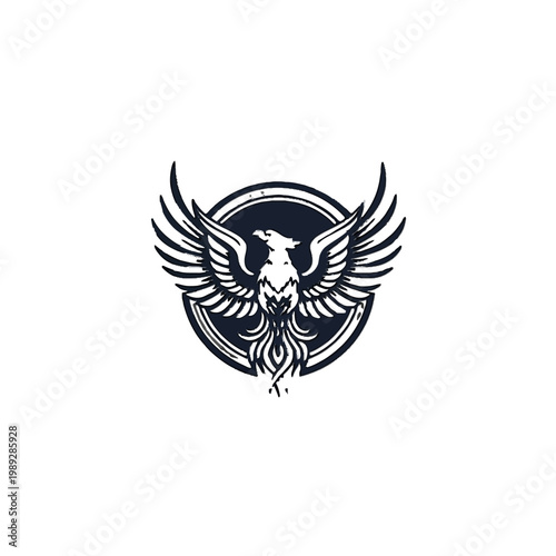 a black and white illustration of a phoenix bird.