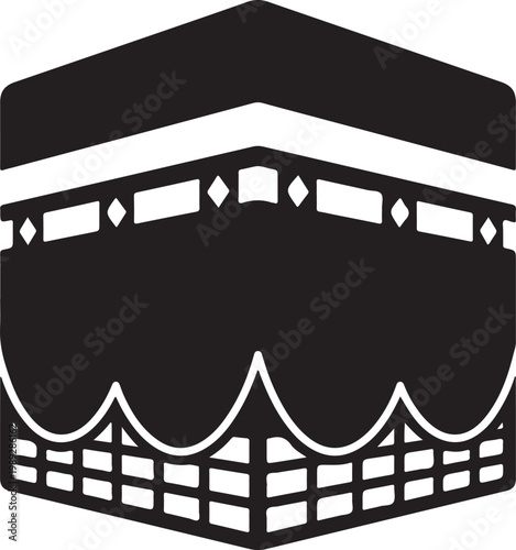 Kaaba silhouette, mecca islamic landmark with transparent background