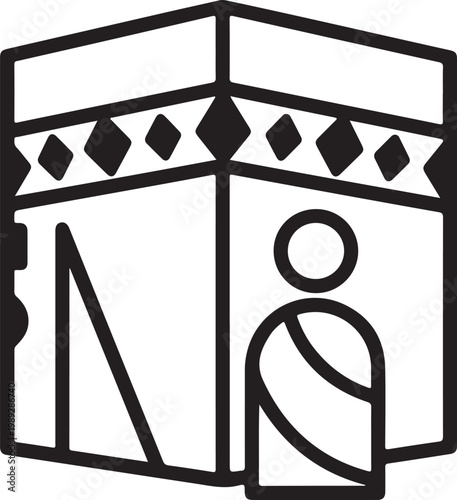 Kaaba with pilgrim, mecca islam cube structure