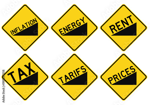 Steep grade or hill sign as a symbol for rising costs in various areas of life