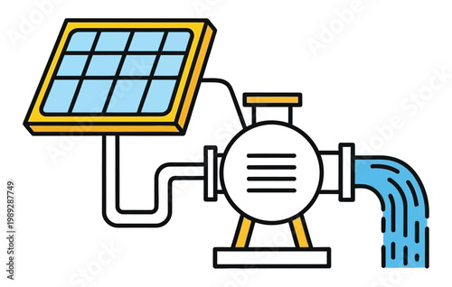 Solar powered water pump system illustration a sustainable energy solution for irrigation and water management
