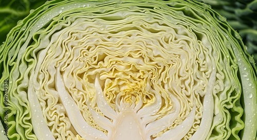 Cabbage Head Close Up View.