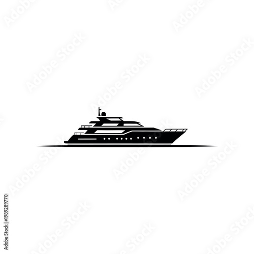 Luxury Yacht Silhouette on Calm Water.