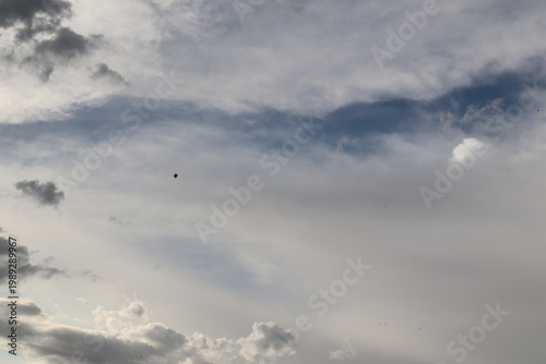 Photography Dramatic Blue Sky with White Clouds and Birds Flying - Scattered Cloud Formation