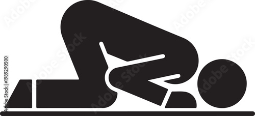 Person in child's pose on yoga mat silhouette